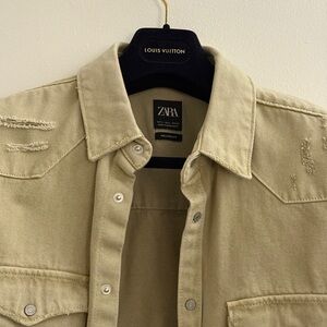 Zara Men's Beige Shirt Jean Jacket